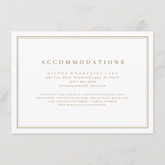 Eleganta guldkklassiska minimalistiska boenden tilläggskort (Framsida)