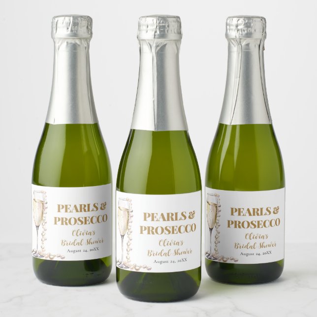 Eleganta Guldpärlor och Prosecco Bröllopsdusch (Flaskor)