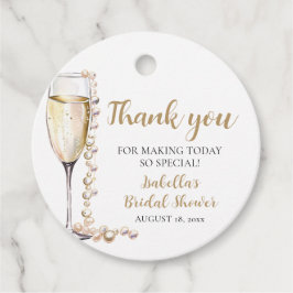 Eleganta Guldpärlor och Prosecco Bröllopsfest Gåvor Etiketter