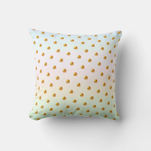 Eleganta guldpolka prickar på pastellfärger kudde