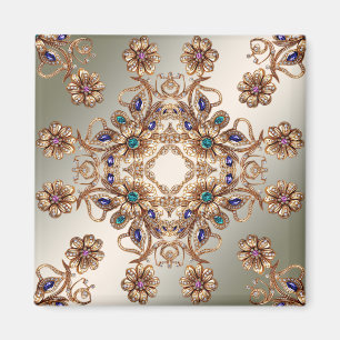 Eleganta guldsmycken blommor magnet