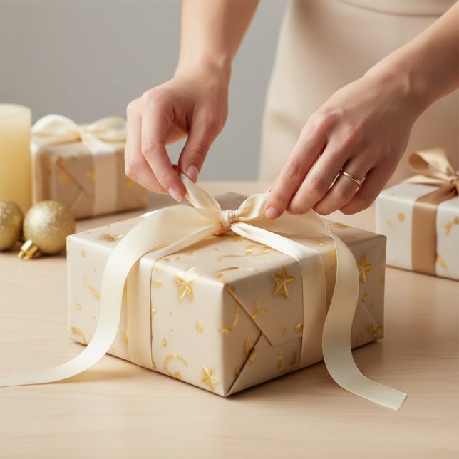 Eleganta Guldstjärnor & Konfettifirande Presentpapper (Skapare uppladdad)