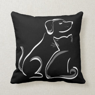 Eleganta gulliga bästa vän katt och hund kudder kudde