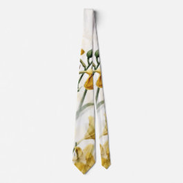 Eleganta gyllengula liljor blomster vattenfärg slips