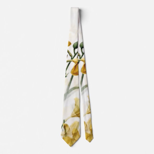 Eleganta gyllengula liljor blomster vattenfärg slips (Framsida)
