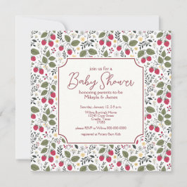 Eleganta hallon gula blommor baby shower inbjudningar