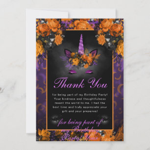 Eleganta Halloweenblommor Enhörning Quinceanera Tack Kort