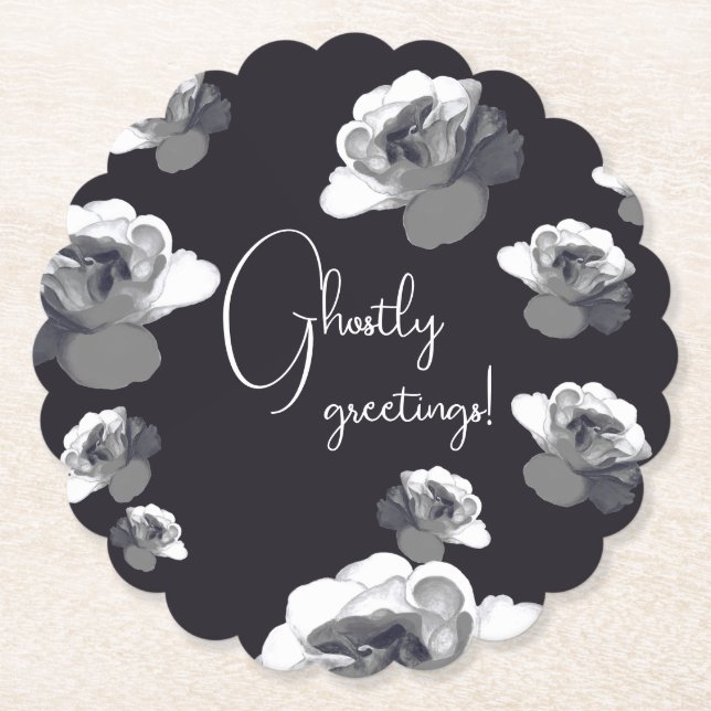 Eleganta Halloweenhälsningar Spökaktig Ros Underlägg Papper (Framsida)