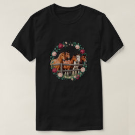 Eleganta hästar i blomsterkranskonst t shirt