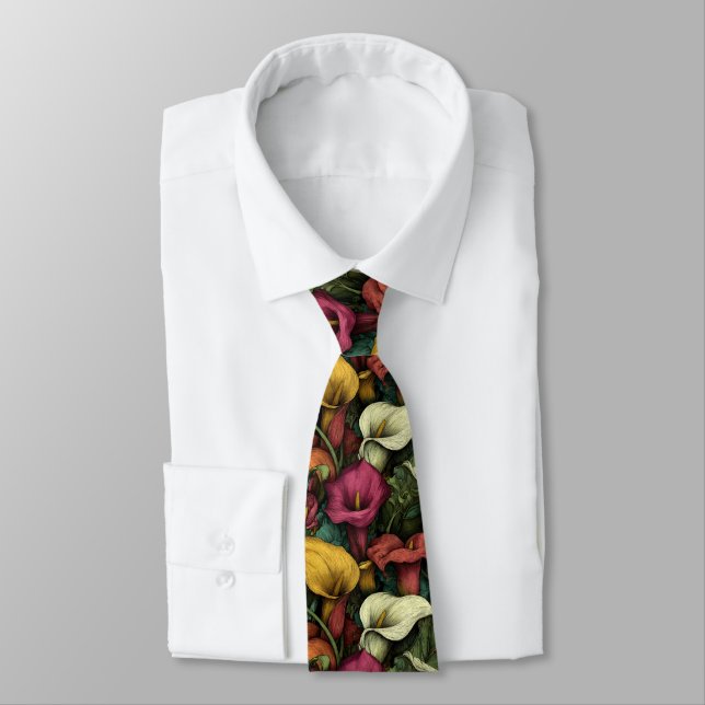 Eleganta herraccessoarer Calla Lilior Blomma Slips (Bunden)