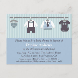 Eleganta herrbaby pojke Shower-inbjudningar Inbjudningar