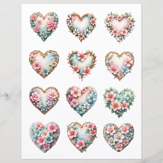 Eleganta hjärtformade scrapbook-dekorationer (Framsida)