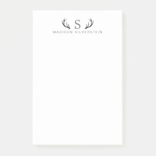 Eleganta hjorthorn Grå monogram Post-it Block