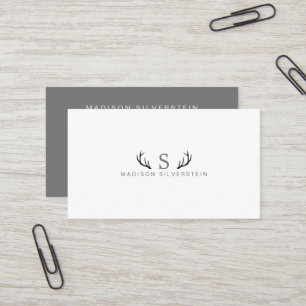 Eleganta hjorthorn Grå monogram Professionell Visitkort