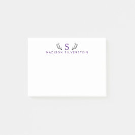 Eleganta hjorthorn lila monogram post-it block