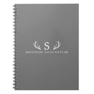 Eleganta hjorthorn Monogram Grå Anteckningsbok