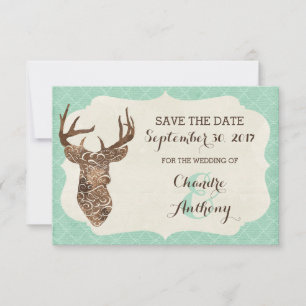 Eleganta hjorthorn rustika lantern Save The Date Spara Datumet