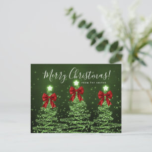 Eleganta Holiday Green Julträd Röda Slingor Vykort