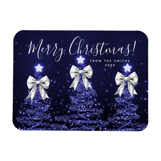 Eleganta Holiday Navyblå julgranar Silver Magnet (Horisontell)
