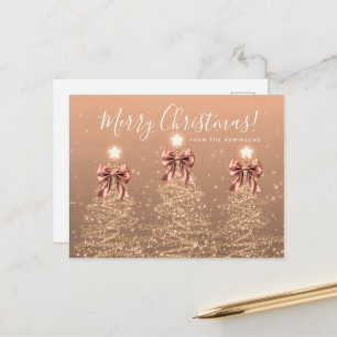 Eleganta Holiday Rose Gold Julgranar med slingor Vykort