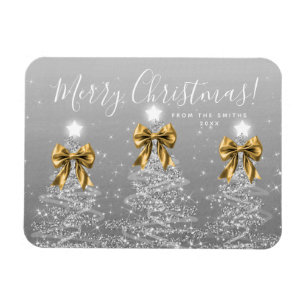 Eleganta Holiday Silver Julträd Guld Magnet