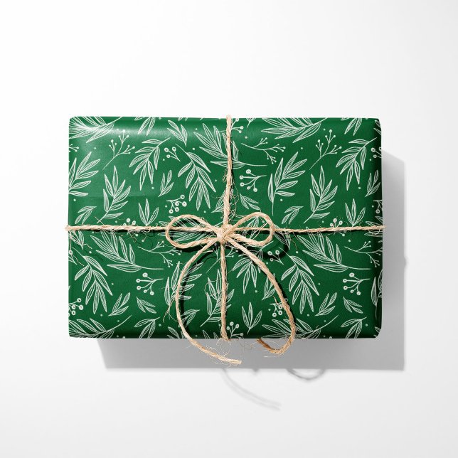 Eleganta holly- och bärstammar gröna presentpapper (Skapare uppladdad)