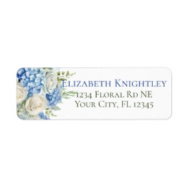 Eleganta hortensia blommor vita rosor adress returadress etikett