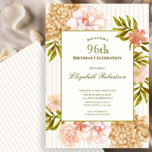 Eleganta höstblommor 96-års födelsedagsinbjudan inbjudningar