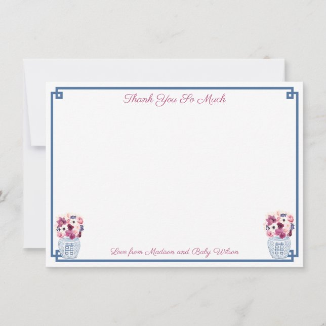 Eleganta höstblommor orkidéer rosor bröllopsdusch tack kort (Framsida)