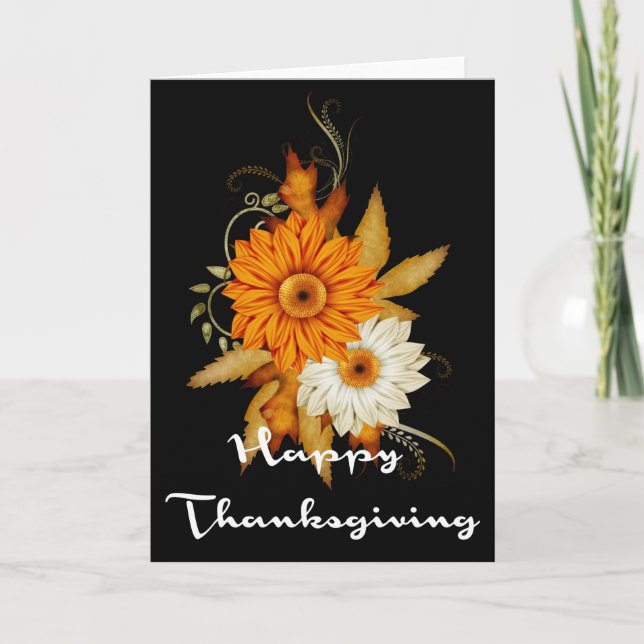 Eleganta höstblommor tackkort för Thanksgiving 8 Helgkort (Framsida)