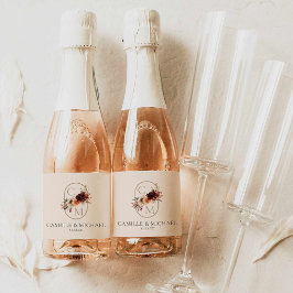 Eleganta höstbröllopsetiketter för mini-champagnen