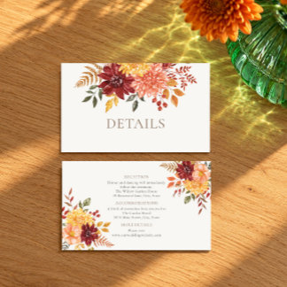 Eleganta höstliga akvarell blommande bröllopsdetal tilläggskort
