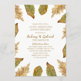 Eleganta höstlöv 10-års bröllopsdag inbjudningar