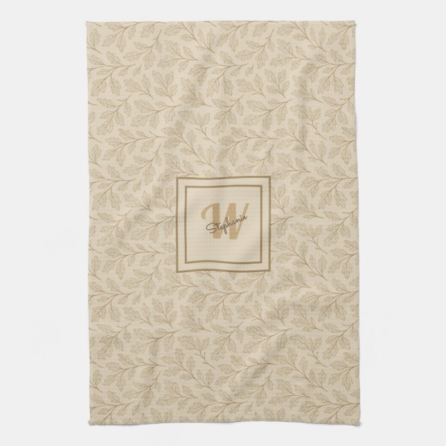 Eleganta höstlöv | Anpassad minimalistisk bondgård Kökshandduk (Vertikal)