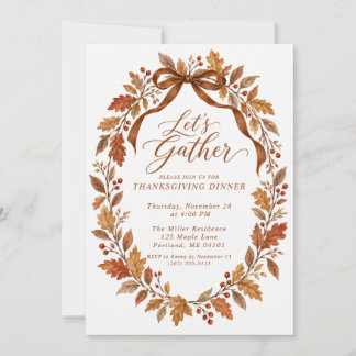 Eleganta höstlöv bugar sig tack till Thanksgiving- Inbjudningar