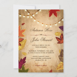 Eleganta höstlöv rustika höstbröllop inbjudningar