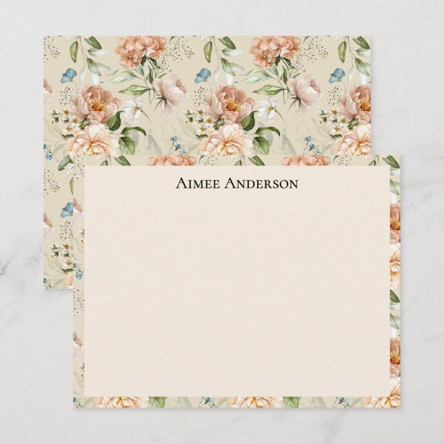 Eleganta hydrangeor och peonior Blommönster Ram Anteckningskort (Fram/baksida)