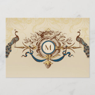Eleganta inbjudan för påfågelMonogramvintage