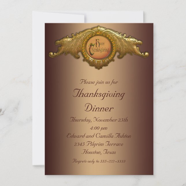 Eleganta inbjudningar för thanksgivingmiddagparty (Framsida)