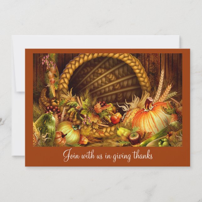 Eleganta inbjudningar till Thanksgiving middagsfes (Framsida)