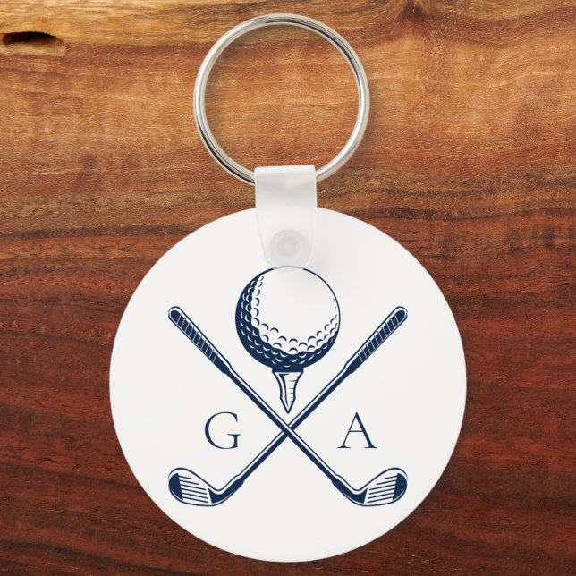 Eleganta initialer Anpassad golfpresent - Modernt  Nyckelring (Framsida)