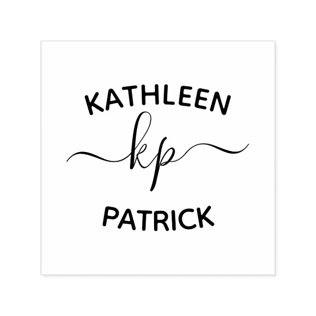 Eleganta initialer för par namnsdag självfärgande stämpel (Design)