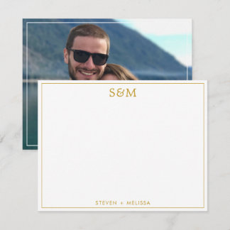 Eleganta initialer med guldmonogram för parnamn Fo Anteckningskort