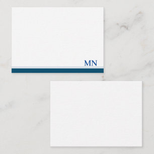 Eleganta initialer monogram marinblå kant anteckningskort