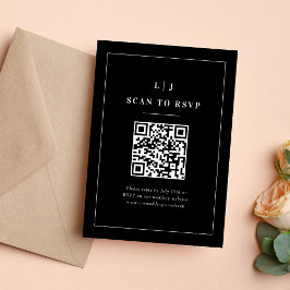 Eleganta initialer Svart-vit bröllops QR-kod OSA Kort