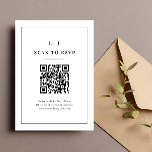 Eleganta initialer Svart-vit bröllops QR-kod OSA Kort