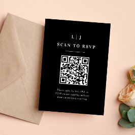 Eleganta initialer Svart-vit bröllops QR-kod OSA Kort