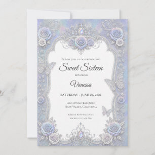 Eleganta Iridescerande Fjärilar Sweet 16 Inbjudningar