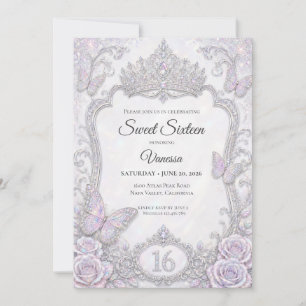 Eleganta Iridescerande Fjärilar Sweet 16 Inbjudningar
