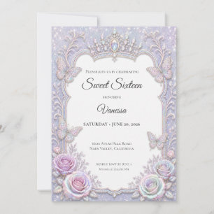 Eleganta Iridescerande Fjärilar Sweet 16 Inbjudningar
